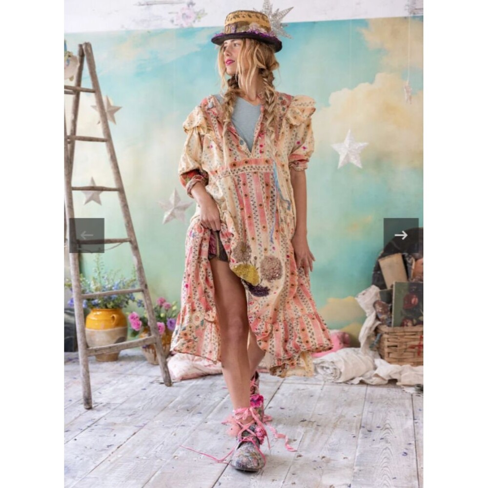 Magnolia Pearl Women’s Anastasia Midi Dress NWT One Size Boho Art to Wear